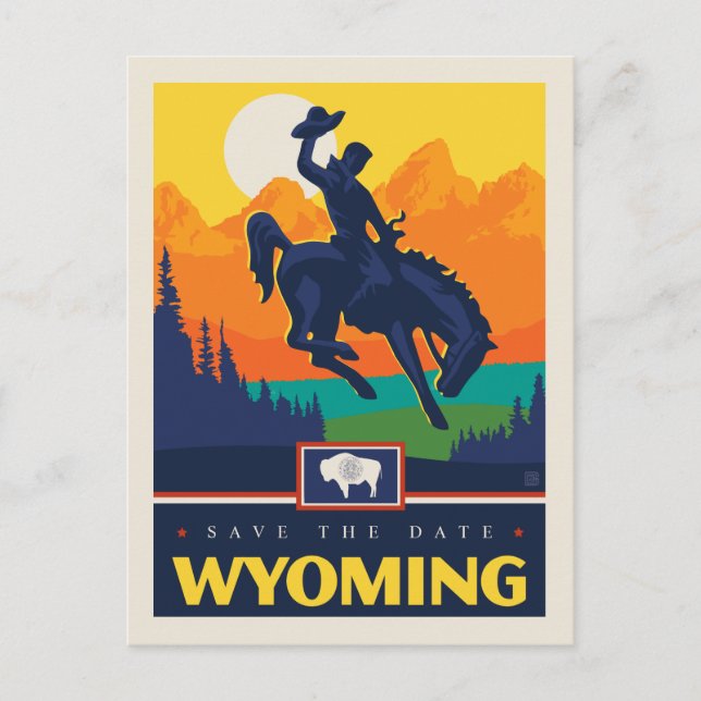 Save The Date | Wyoming Einladungspostkarte (Vorderseite)