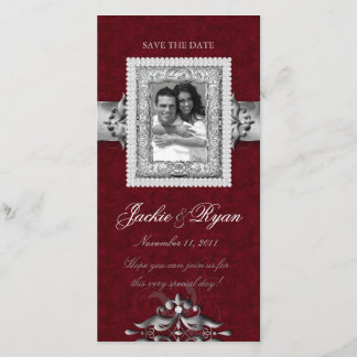 Save the Date Xmas Foto Card Red Jewels