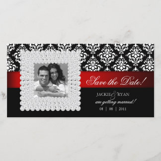 Save the Date Xmas Schwarz-weiß Red Jewels