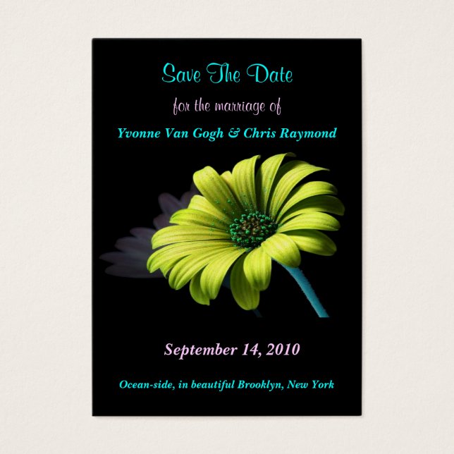 Save the Date Yellow Green Daisy I (Vorderseite)