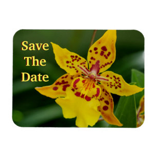 Save the Date Yellow Orchid Magnet