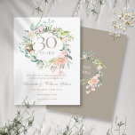 Save the Date zum 30. Pearl Anniversary Rose Ankündigungspostkarte<br><div class="desc">Mit einer zarten Aquarellblütengarage kann diese schicke botanische 30-jährige Hochzeitskarte Save the Date mit Ihren speziellen Perlenjubiläumsinformationen personalisiert werden. Auf der Rückseite befindet sich eine passende Blumengarage,  in der Sie Ihr Jubiläum in elegantem weißem Text auf Perlenhintergrund gestalten. Entwickelt von Thisisnotme©</div>