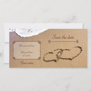 Save the Date zwei Herzen im Sand