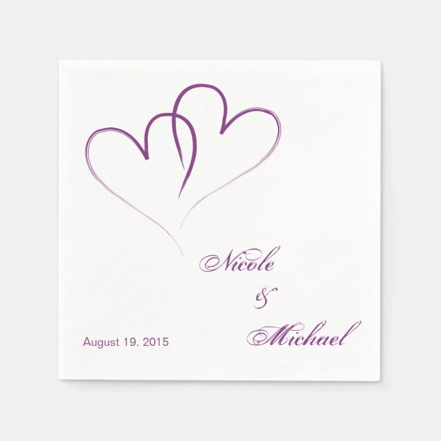 Save the Date - Zwei Herzen verflochten Serviette (Vorderseite)