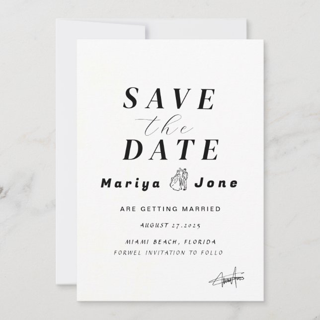 Save the Date zweiseitige Vorlage, Einladung (Vorderseite)