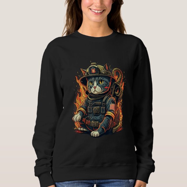 Save the Day with Cats Firefighter Design for Hero Sweatshirt (Vorderseite)