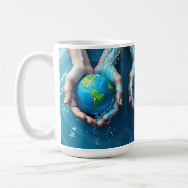 “Save the Earth Water Planet Mug  Kaffeetasse (Links)