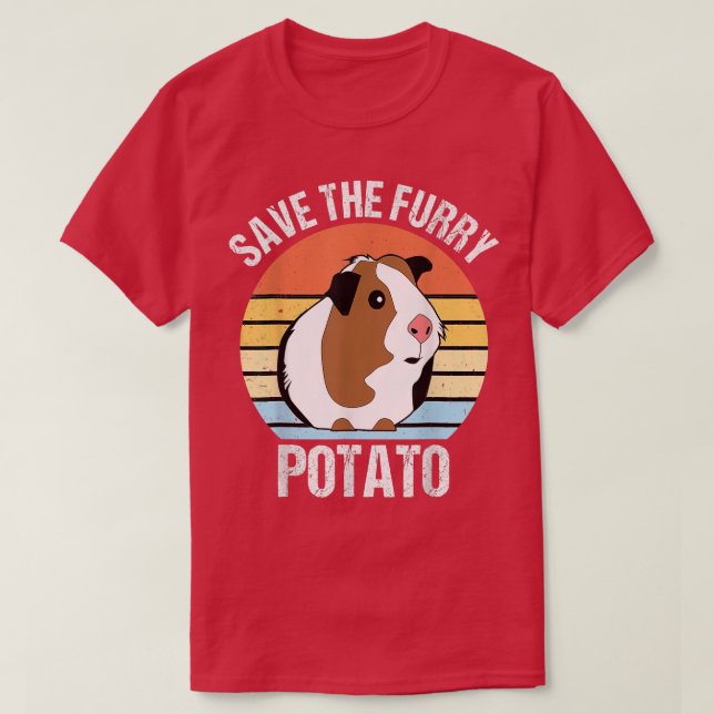 Save the fluffy potato Funny guinea pig  T-Shirt (Design vorne)