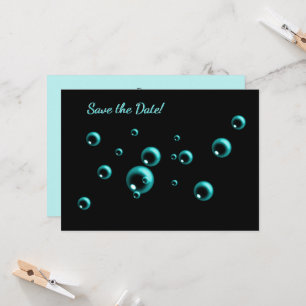 Save the Minimalist Aqua Blue Bubbles Karte