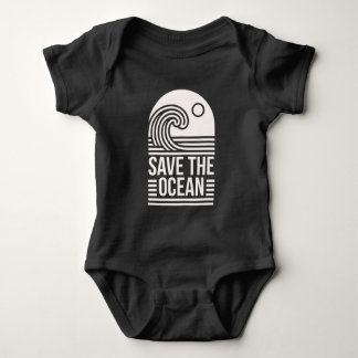 Save the ocean protection conservation black baby strampler