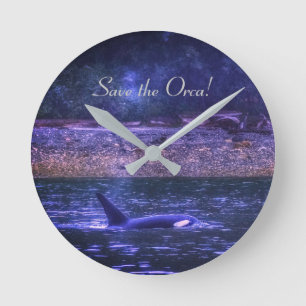 Save the Orca Round Wall Clock Runde Wanduhr