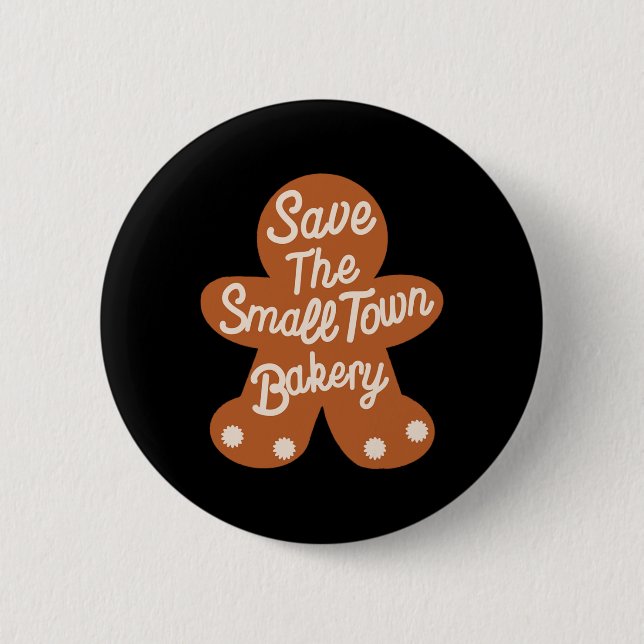 Save The Small Xmas Town Kery Gingerbread Christma Button (Vorderseite)