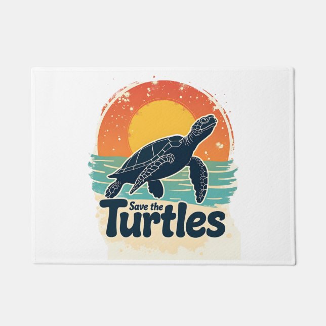 Save The Turtles Animal Rights Sea Turtle Retro St Fußmatte (Vorderseite)