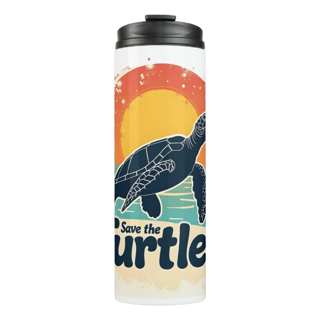 Save The Turtles Animal Rights Sea Turtle Retro St Thermosbecher (Vorderseite)