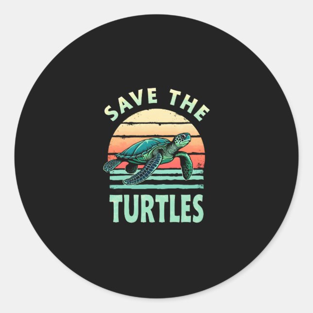 Save The Turtles Animal Turtle Pet Lover (1) Runder Aufkleber (Vorderseite)