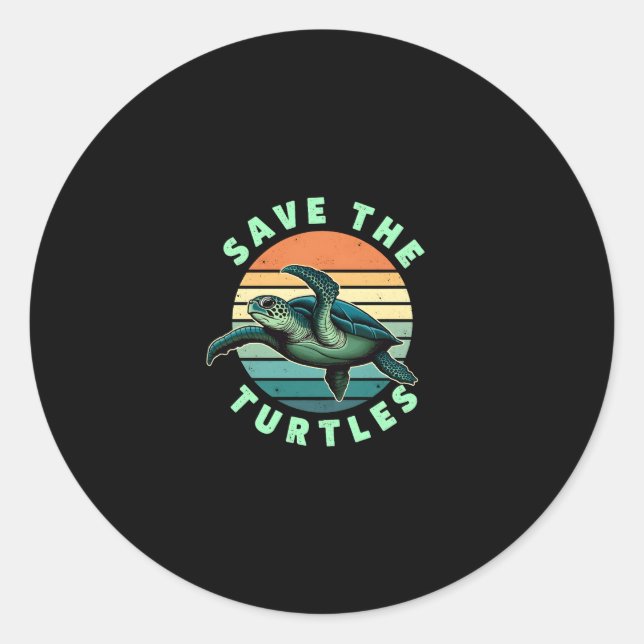 Save The Turtles Animal Turtle Pet Lover (3) Runder Aufkleber (Vorderseite)