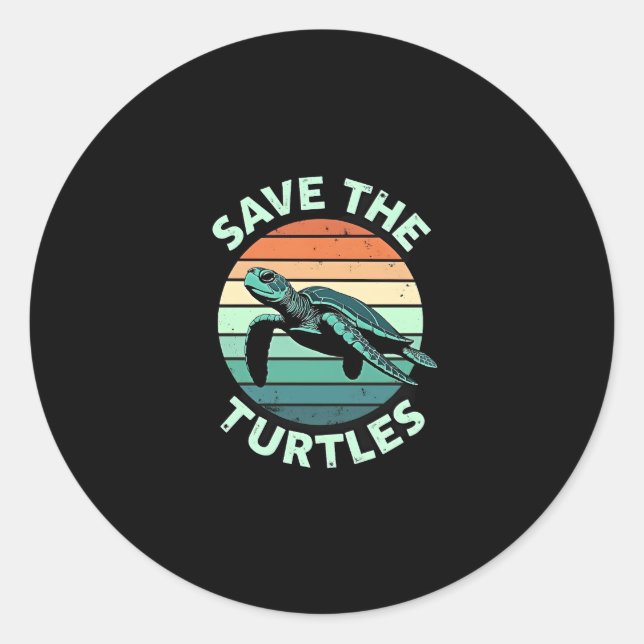 Save The Turtles Animal Turtle Pet Lover (4) Runder Aufkleber (Vorderseite)