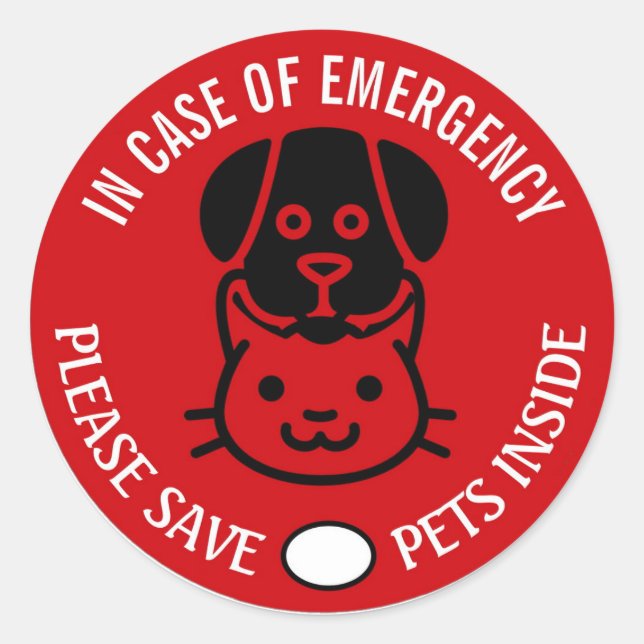 SAVE YOUR PET IN EMERGENCY! Alert First Responders Runder Aufkleber (Vorderseite)