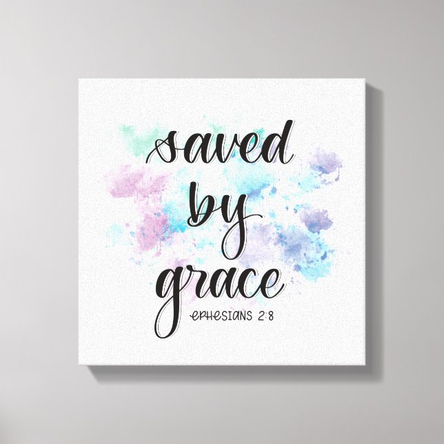 Saved by grace | watercolor background  leinwanddruck (Vorderseite)