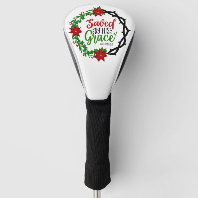 Saved by His Grace Christmas Wreath Golf Headcover (Vorderseite)
