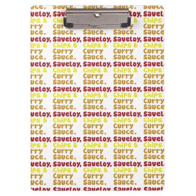 Saveloy, Chips & Curry Sauce. Klemmbrett (Vorderseite)