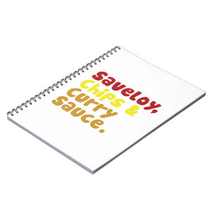 Saveloy, Chips & Curry Sauce. Notizblock