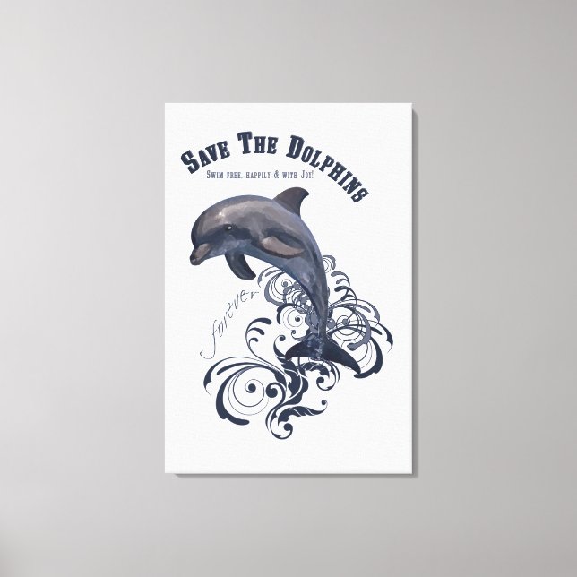SaveTheDolphins - überzogene Canvas Leinwanddruck (Vorderseite)