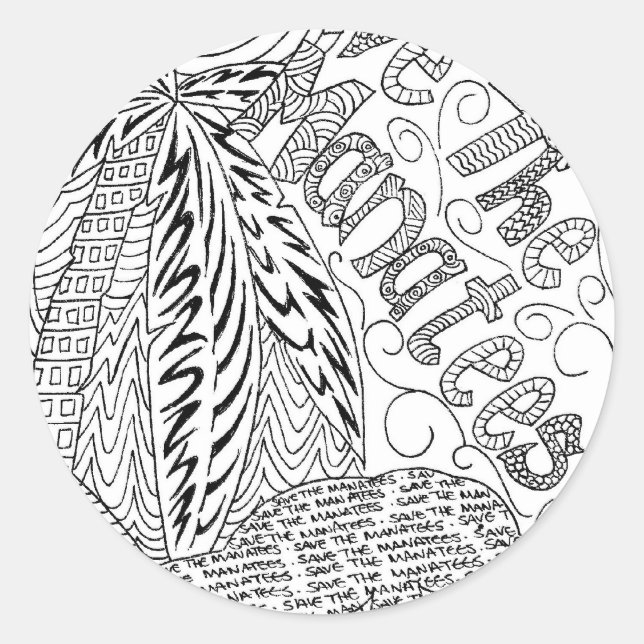 savethemanateezen1.jpg runder aufkleber (Vorderseite)
