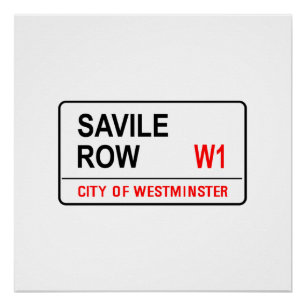 Savile Row Road Sign Poster