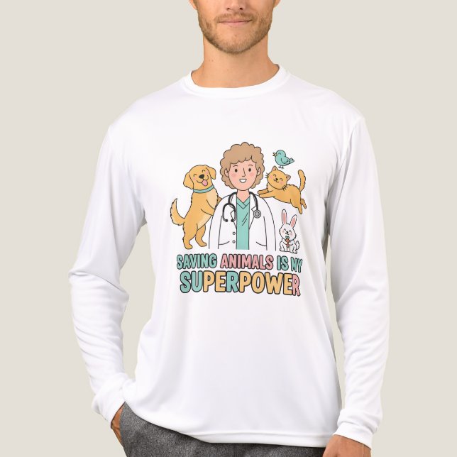 Saving Animals Is My Superpower – Funny Veterinari Tri-Blend Shirt (Vorderseite)