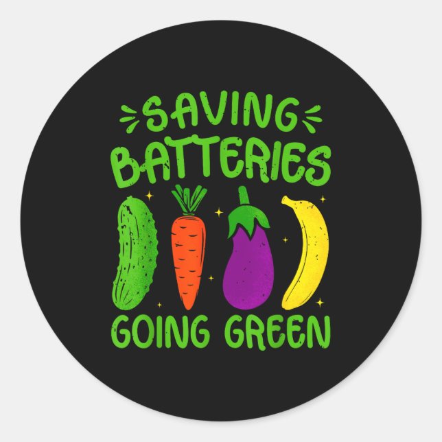 Saving Batteries Going Green Funny Inappropriate H Runder Aufkleber (Vorderseite)