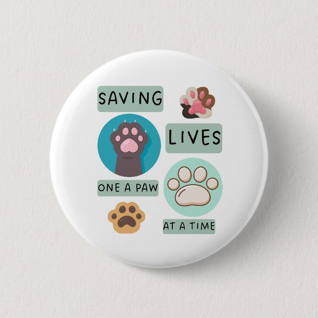 Saving Lives One Paw At A Time – Vet Animal Design Button (Vorderseite)