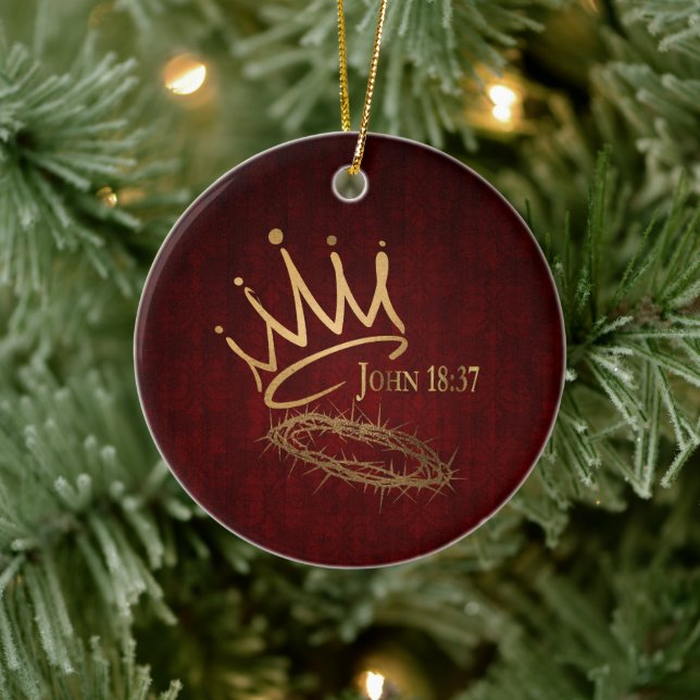 SAVIOR KING Elegante Mahogany Rot/Gold Weihnachten Keramik Ornament (Baum)
