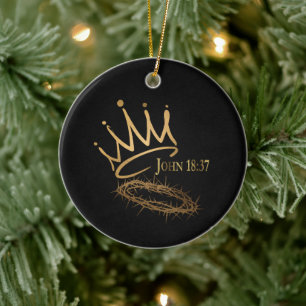 SAVIOR KING Elegante Schwarz/Gold Weihnachten Keramik Ornament