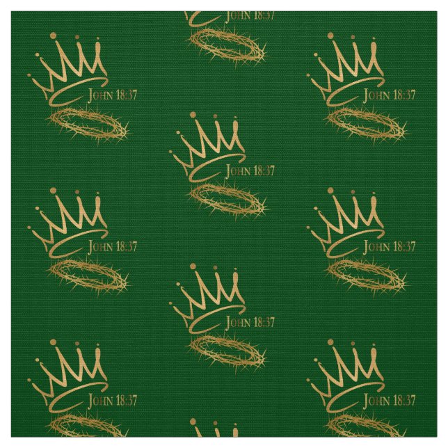 SAVIOR KING JESUS Green/Gold Crown Muster Stoff (Muster)