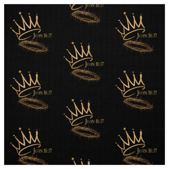 SAVIOR KING JESUS Schwarz/Gold Kronen-Muster Stoff (Muster)