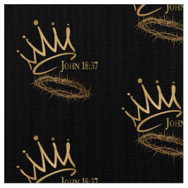SAVIOR KING JESUS Schwarz/Gold Kronen-Muster Stoff