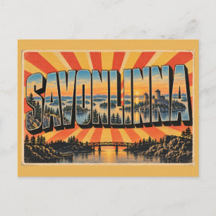 Savonlinna Seeland Inseln Vintage Reise Kunst Postkarte