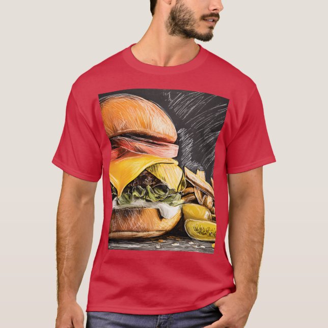 Savor a Juicy Cheeseburger with Fresh Veggies frie T-Shirt (Vorderseite)