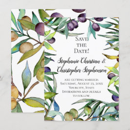 Savory Olives Toskana Wasserfarbe Save the Date Einladung