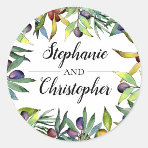 Savory Olives Toskanisches Hochzeitssemble Siegel Runder Aufkleber