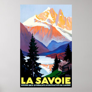 Savoyen, Französische Alpen, Berg, Vintage Reise Poster