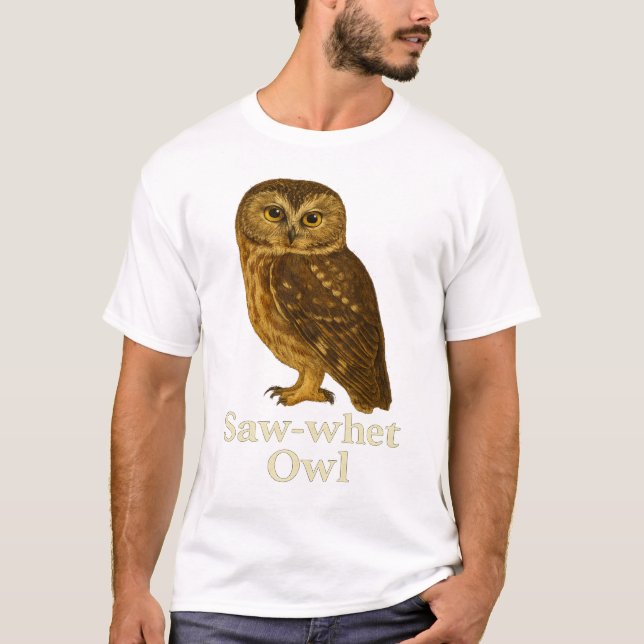 Saw-whet Owl T-Shirt: Raptor Bird Nature Design T-Shirt (Vorderseite)
