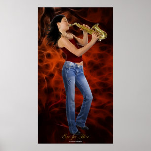 "SAX FOR HIRE" SAXOPHONE Musik Lover Art Poster