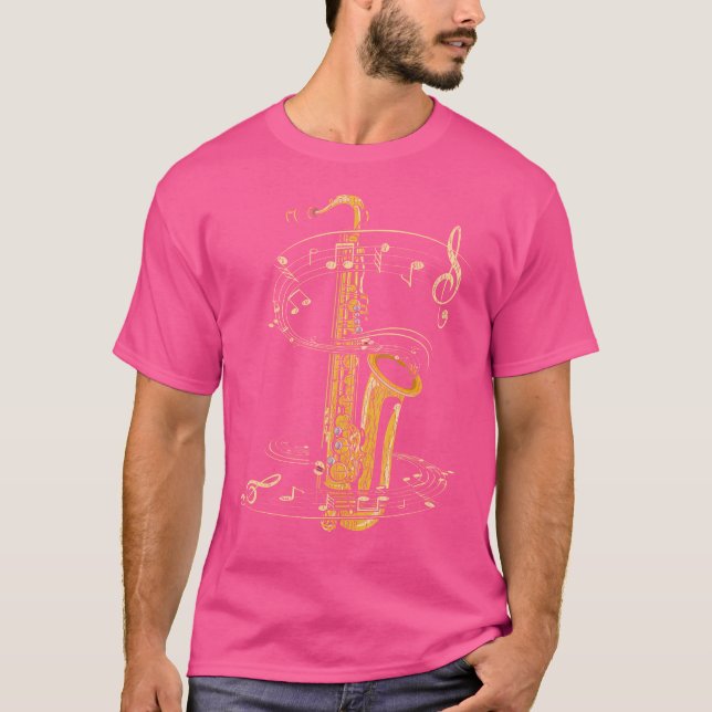 Sax Player Saxophonist Musiknotens Treble Clef Sax T-Shirt (Vorderseite)