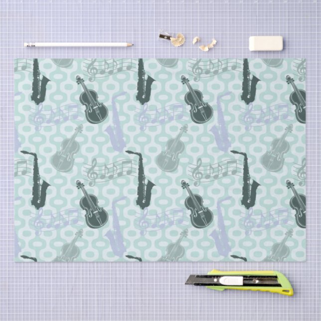Sax- und Violinenmuster Seidenpapier (Handwerk)