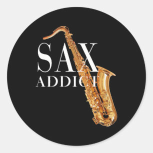 Saxaphone liebt Jazzsüchtige Tee-Shirt Runder Aufkleber