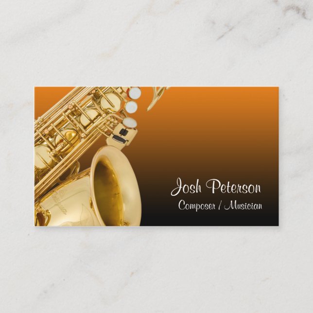 Saxaphone Orange Gradient Business Card Visitenkarte (Vorderseite)
