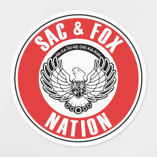 saxfox flagamerican native usa ethnische Symbol in Etiketten (Design 3)