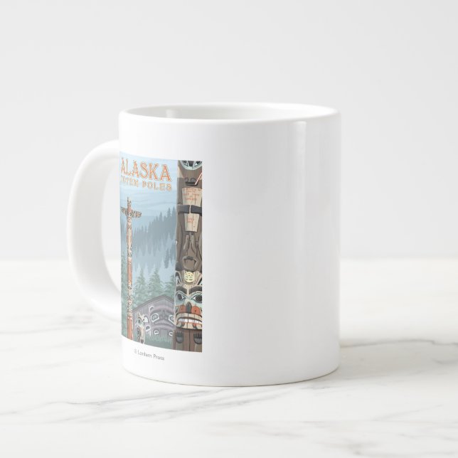 Saxman Totem Village Vintage Reiseplan Jumbo-Tasse (Vorderseite Links)